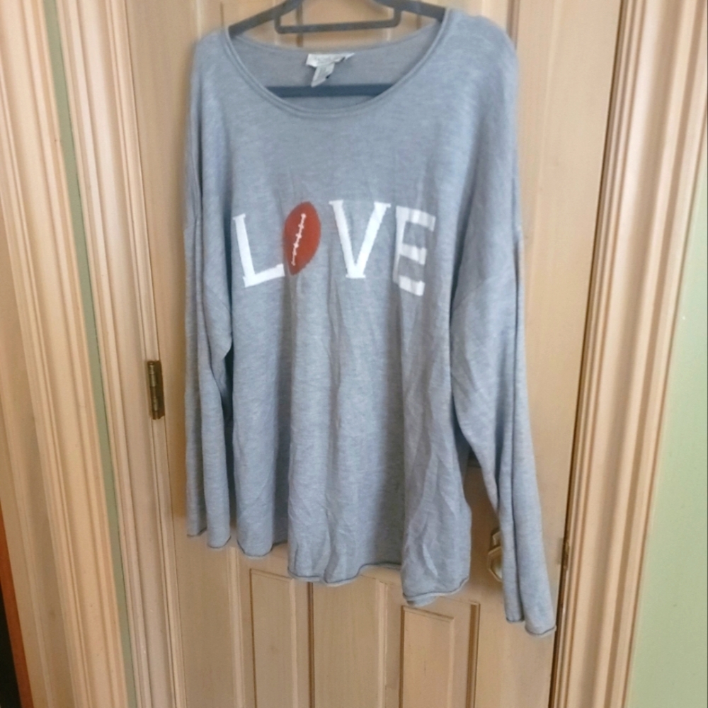Womens Plus Sz 2X Rachel Zoe Love Football Sweater